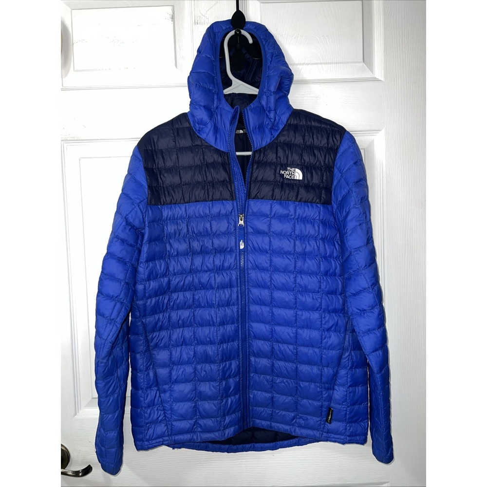 The North Face ThermoBall Boys Puffer Jacket Blue Hooded Full Zip Nylon Size XL
